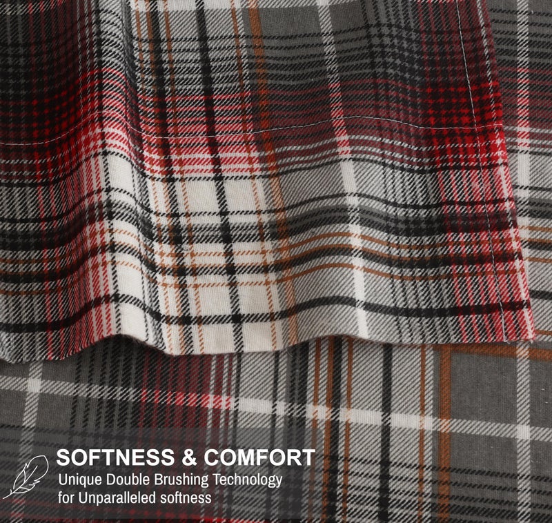 RUVANTI Flannel Sheets Queen Size - 100% Cotton Double Brushed Bed Sheets  Deep Pockets 16 Inches Queen Sheet Set  All Seasons Breathable & Extra Soft - Warm & Cozy  4 Piece  Halloween Check - Image 3